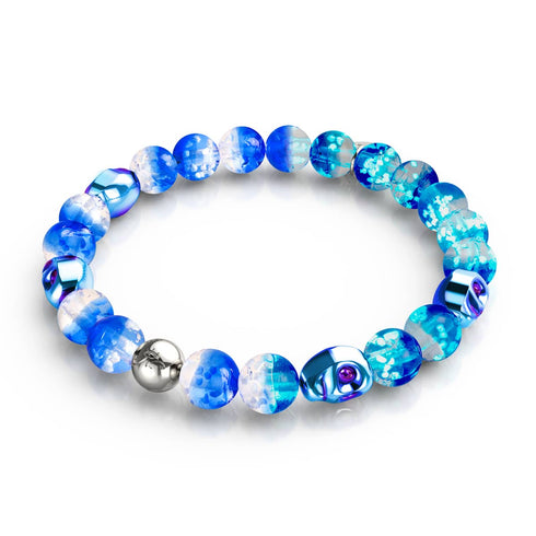 Marées étranges | Bracelet en argent sterling 925 avec tête de mort en verre Firefly